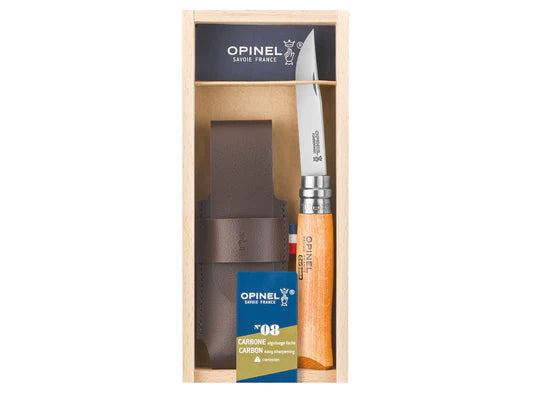 Opinel - No.8 Classic Original Carbon Steel Knife & Pouch Gift Set