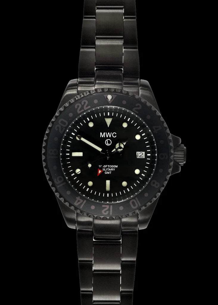 MWC Classic Watch - GMT Dual Timezone Military Watch in Black PVD Steel