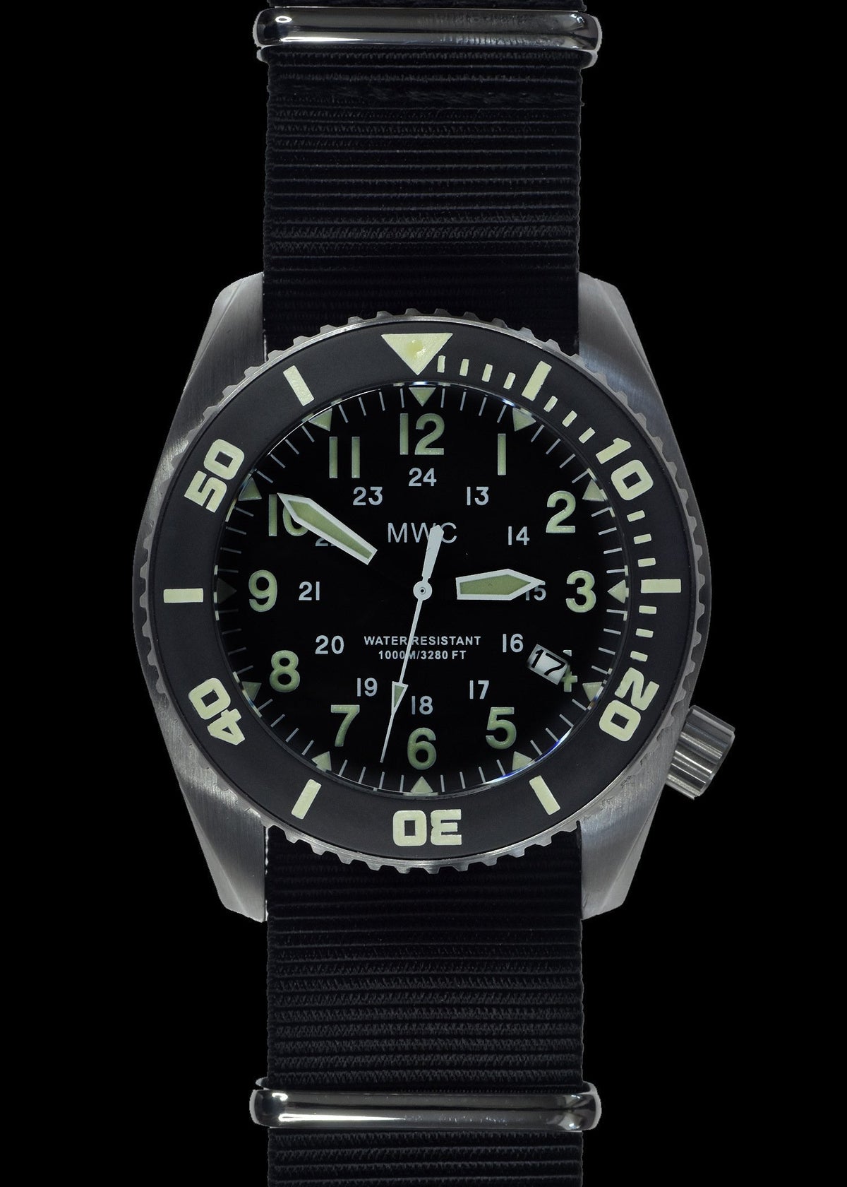 MWC Divers Watch - Depthmaster, 12/24, 100atm/3,280ft/1000m Water Resistant, Stainless Steel Case, Helium Valve (Quartz)