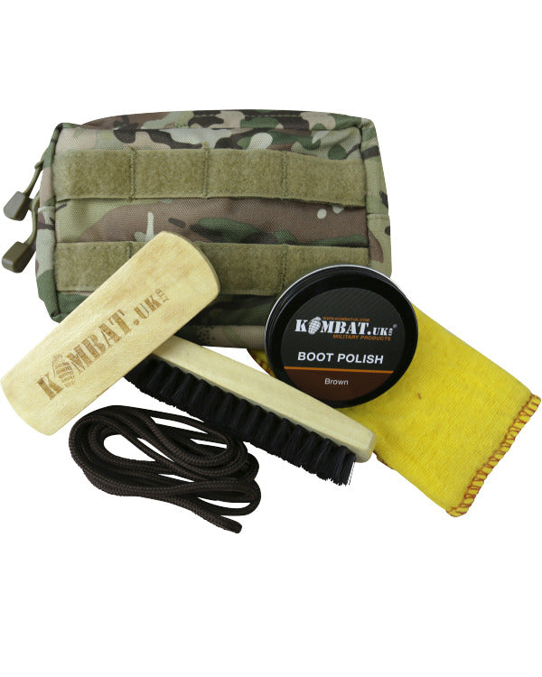 Kombat UK - Deluxe Molle Military / Cadet Boot Care Kit - BTP with Black or Brown Polish & Laces