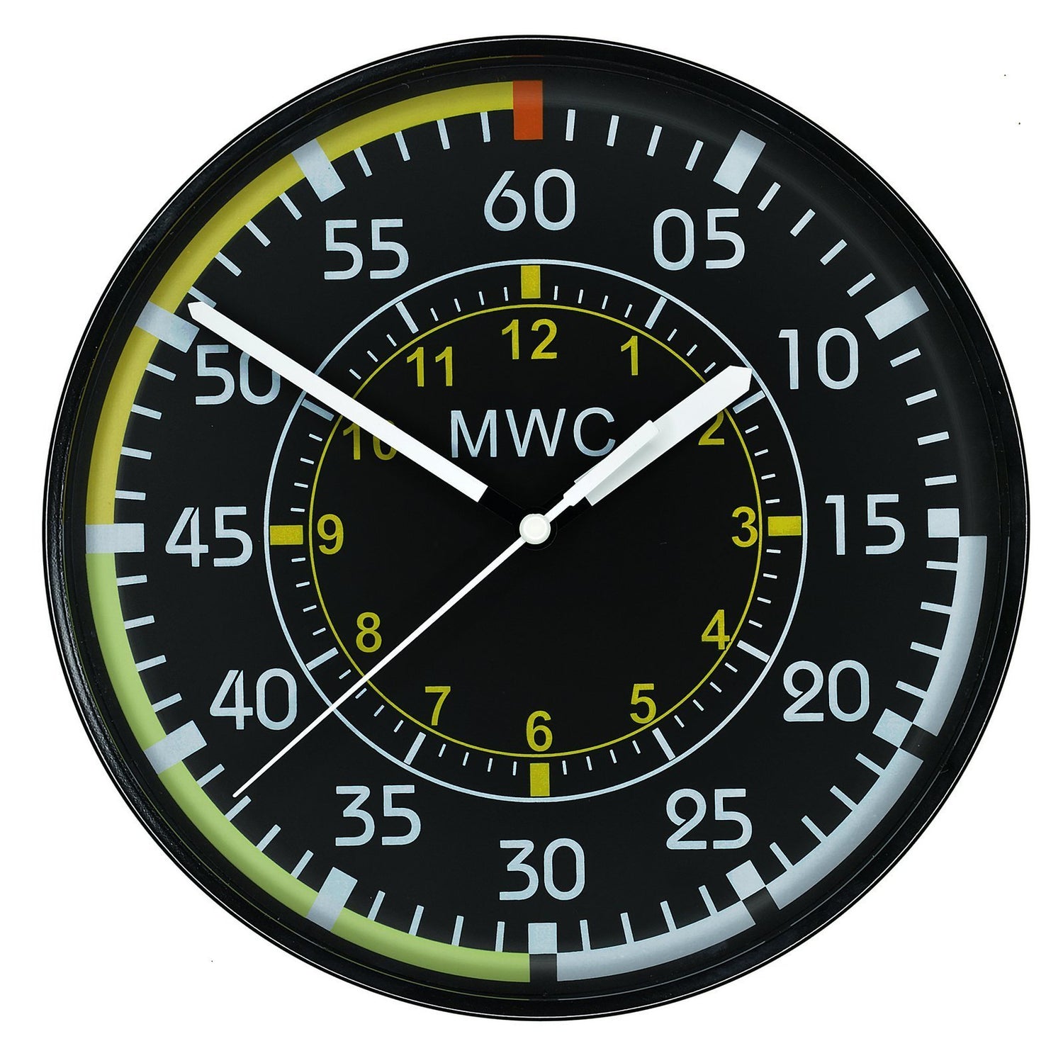 MWC Clock - Aircraft Instrument Airspeed Indicator, Silent Sweep Movement, 22.5cm - Wall Clock
