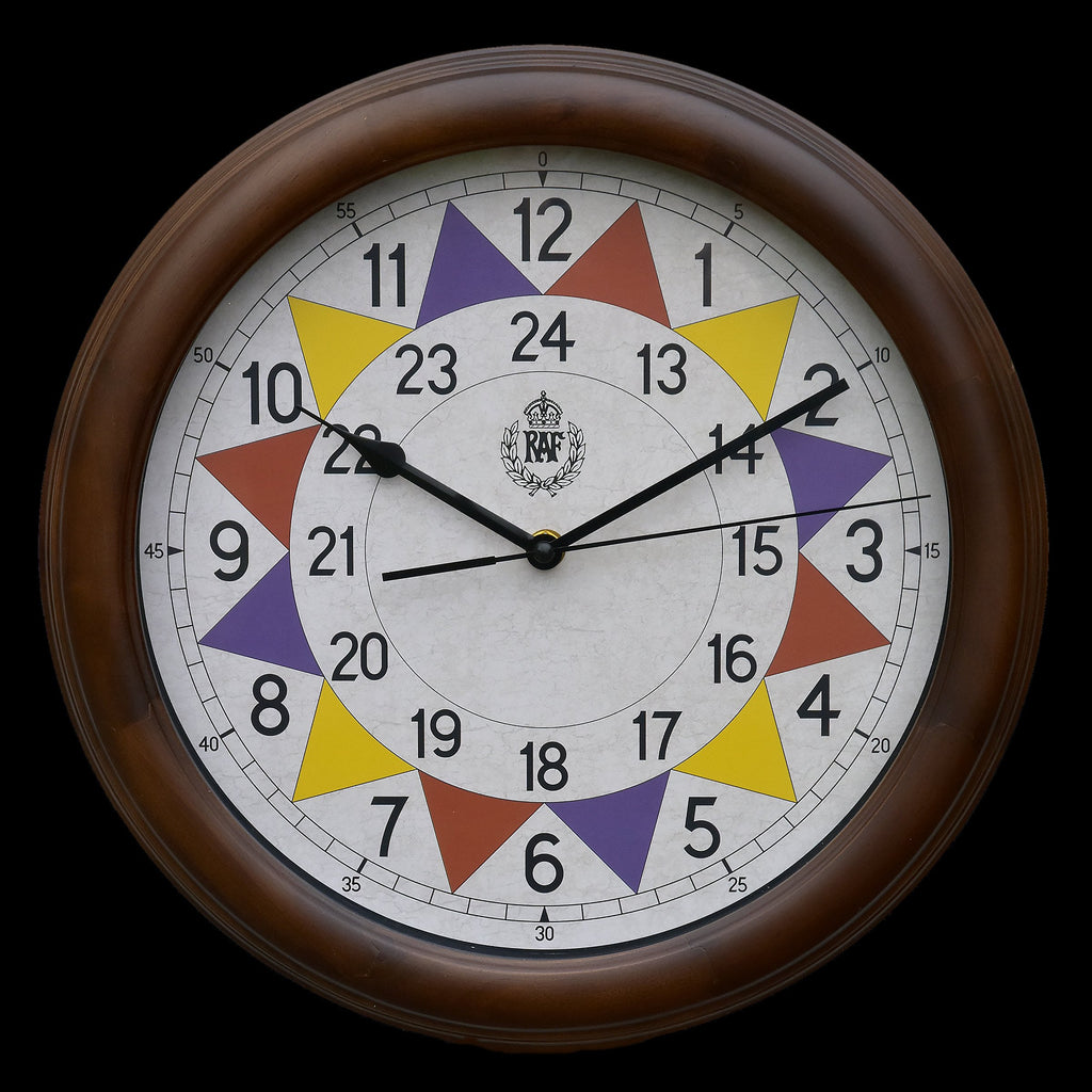 MWC Clock - 1940 "Battle of Britain" Pattern Replica, Wooden Case, 12/24 Hour, Silent Sweep Movement, 30.5cm - Wall Clock