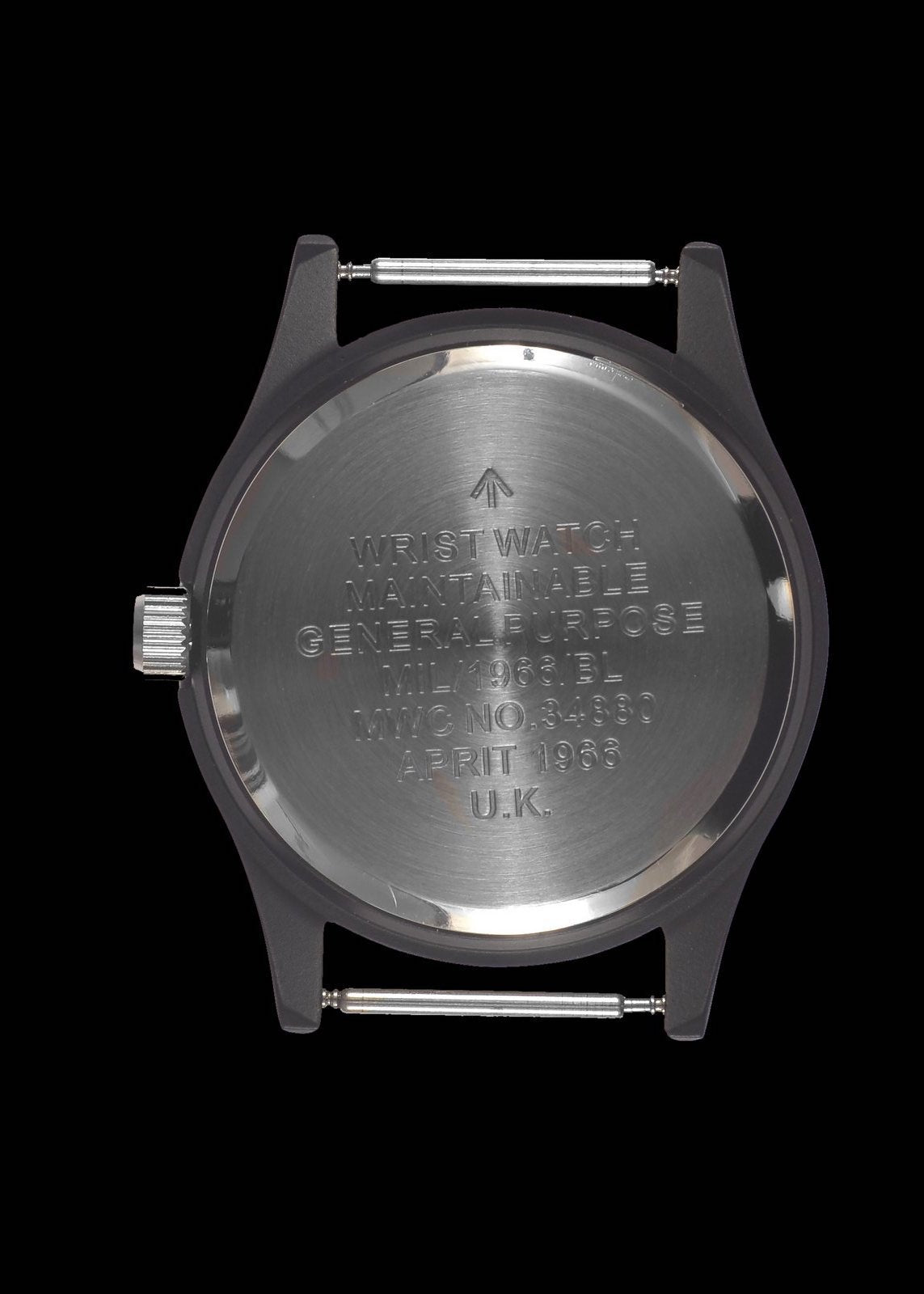 MWC Classic Watch - 1960s/70s Matt Black European Pattern Military Watch Webbing Strap