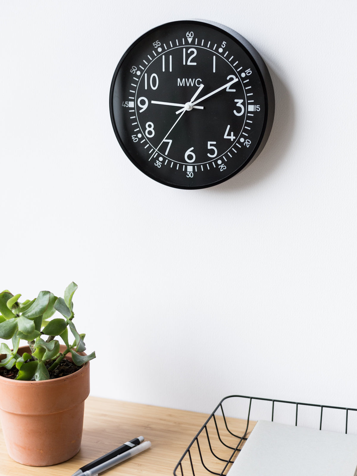 MWC Clock - Retro 1940s/50s Pattern Military, Silent Sweep Movement, 22.5cm - Wall Clock