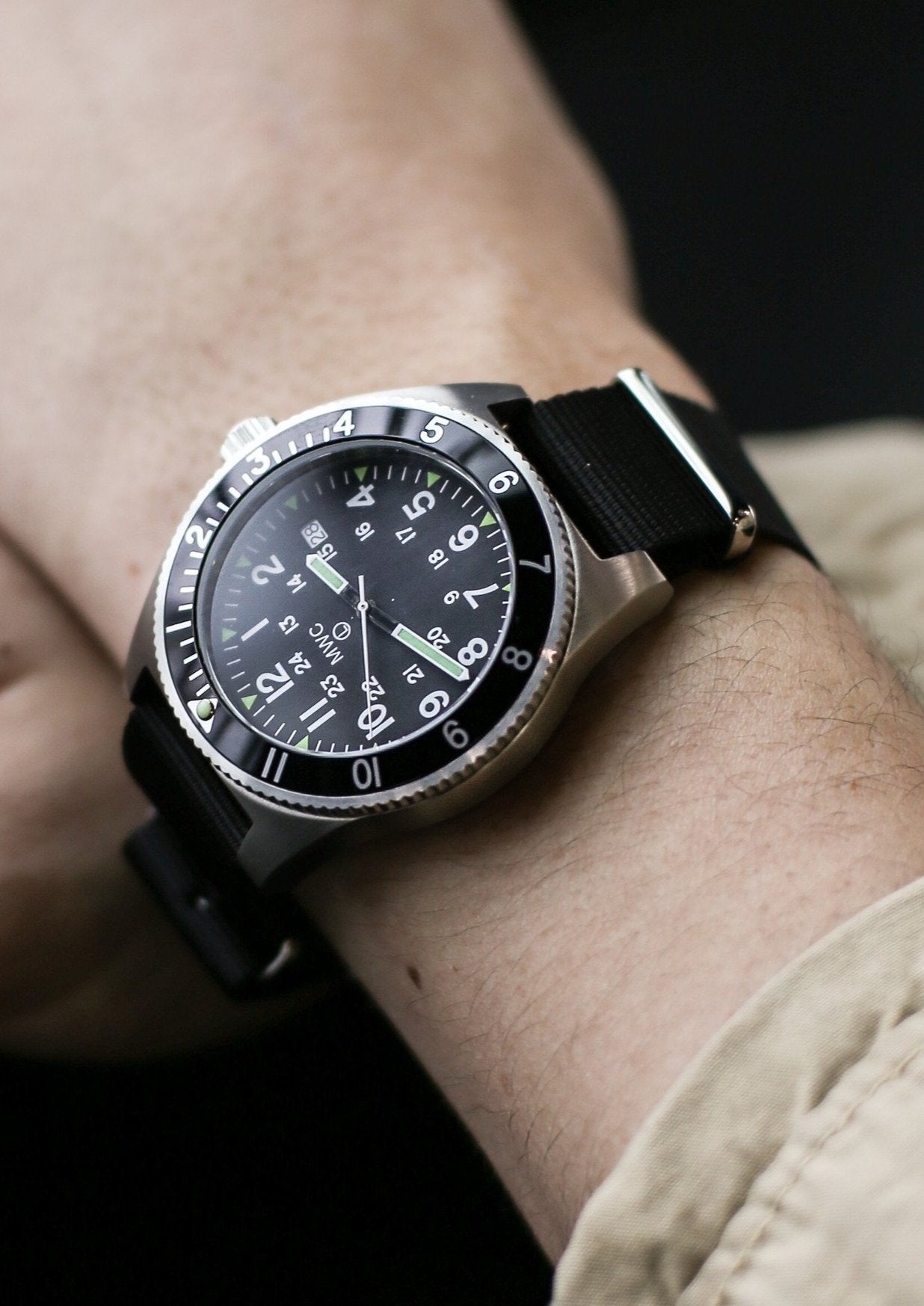 MWC Classic Navigator Watch - 300m Water Resistant Stainless Steel Navigator Watch with Super Luminova