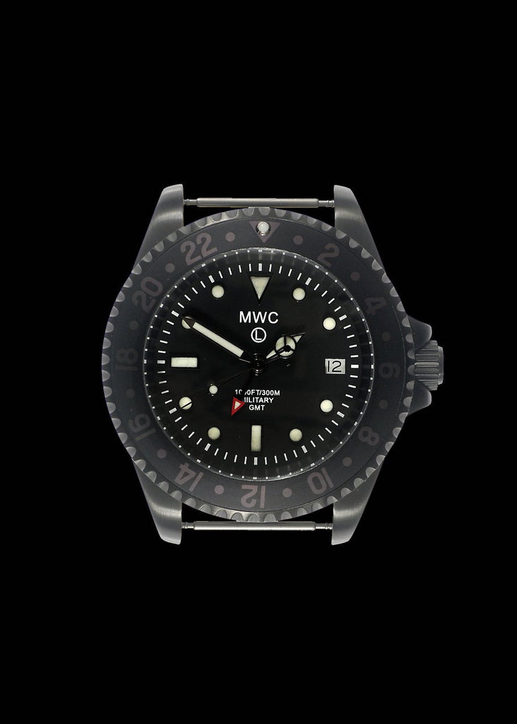 MWC Classic Watch - GMT Dual Timezone Military Watch in Black PVD Steel