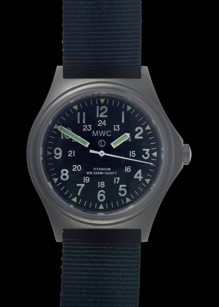 MWC Infantry Watch - Titanium General Service, 300m Water Resistant, 10 Yr Battery, Luminova, Sapphire Crystal, 12/24 Dial (Non Date Version)