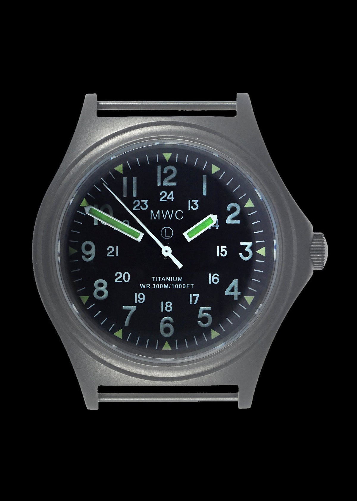 MWC Infantry Watch - Titanium General Service, 300m Water Resistant, 10 Yr Battery, Luminova, Sapphire Crystal, 12/24 Dial (Non Date Version)