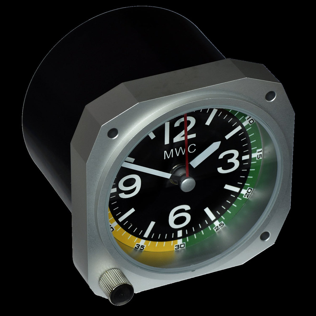 MWC Clock - Limited Edition - Replica Airspeed Indicator, Aluminium Finish - Cockpit Desk Clock