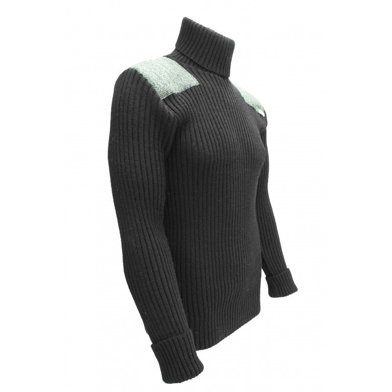 Ghillie - Roll Neck Woolly Pully Sweater with Harris Tweed Patches