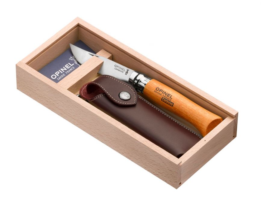 Opinel - No.8 Classic Original Carbon Steel Knife & Pouch Gift Set
