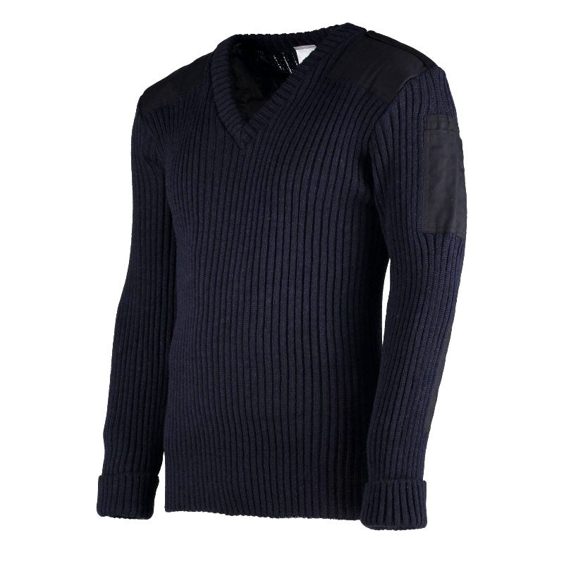 York Woolly Pully Vee Neck Sweater With Patches, Epaulettes and Pen Pocket 9047