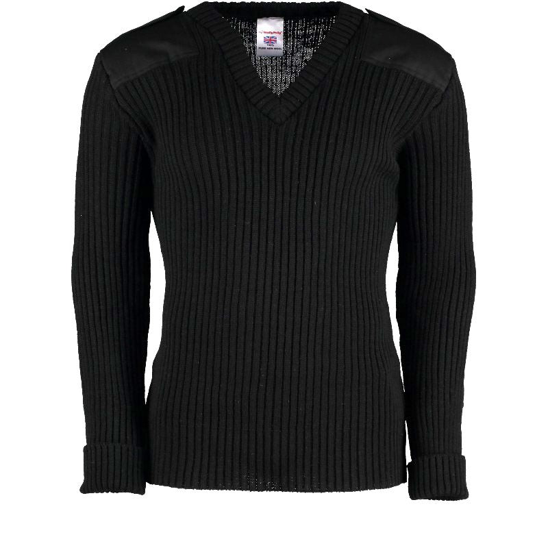 York Woolly Pully Vee Neck Sweater With Patches And Epaulettes