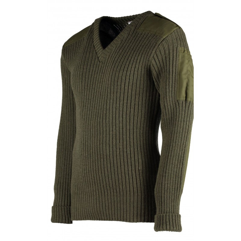 York Woolly Pully Vee Neck Sweater With Patches, Epaulettes and Pen Pocket 9047
