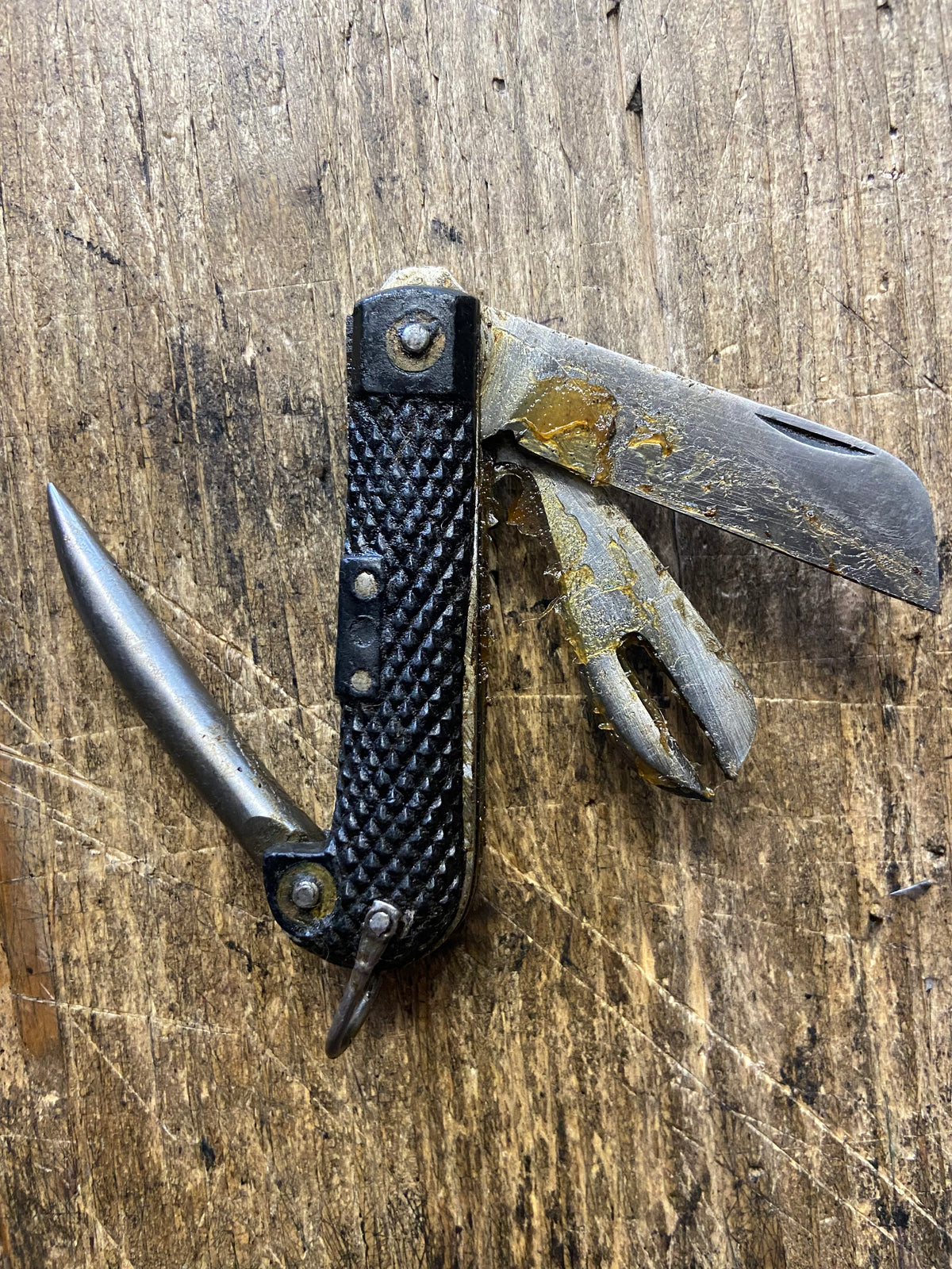 Belgian Army 1950s Jack Knife still in the original Grease