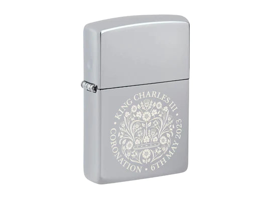 Zippo King Charles III Coronation Lighter - High Polish Chrome