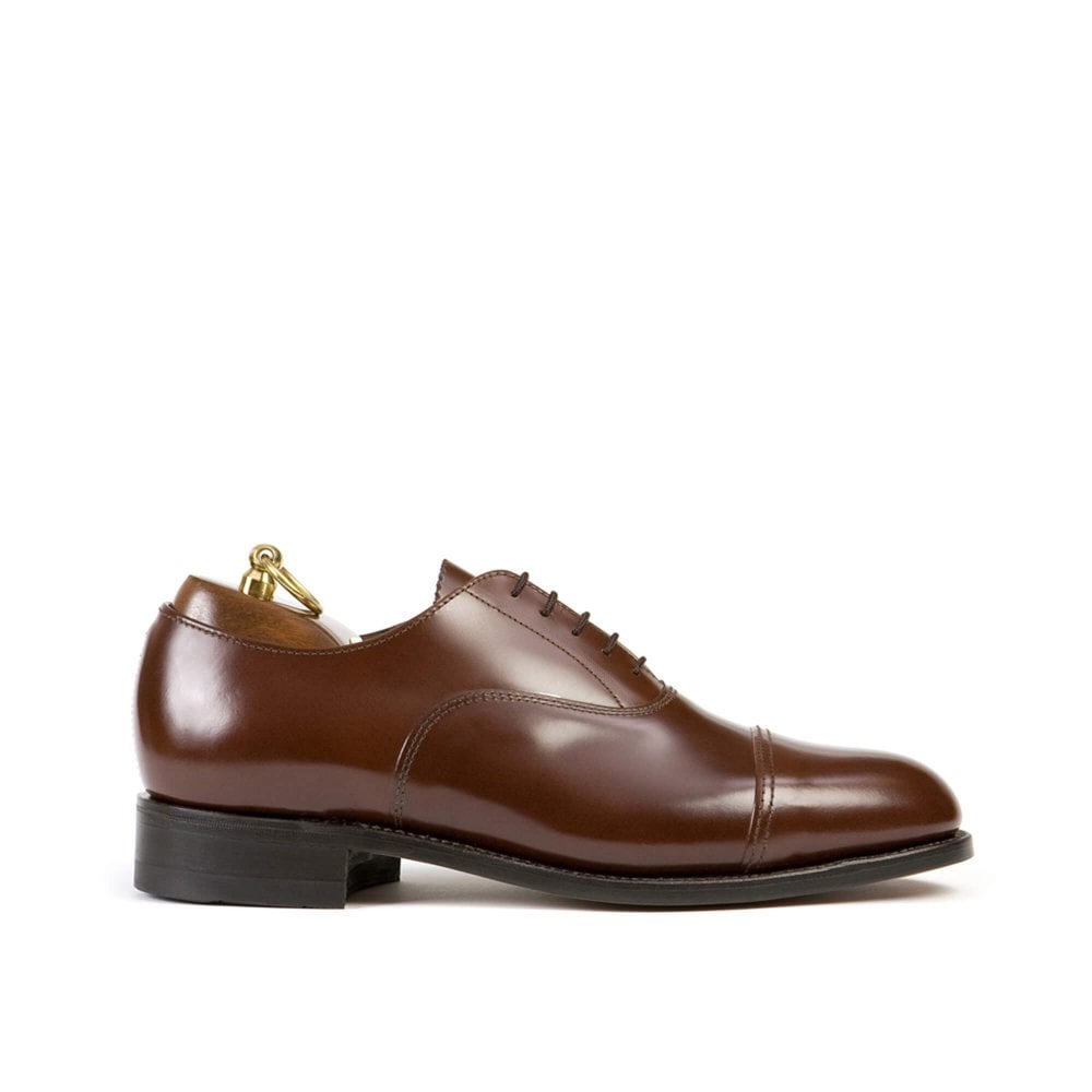 Sanders British Army/ Royal Marine  Oxford Brown Shoes with Polished Leather Cap Oxford