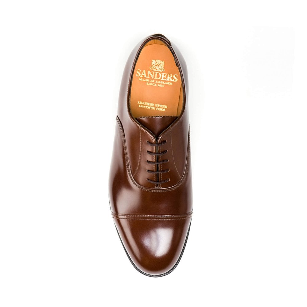 Sanders British Army/ Royal Marine  Oxford Brown Shoes with Polished Leather Cap Oxford