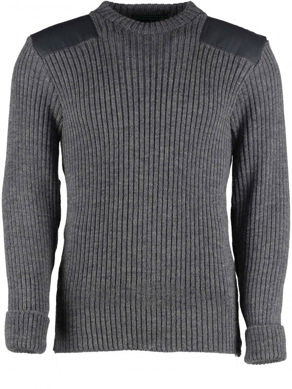 Military Wooly Pully Grey with Patches British Made