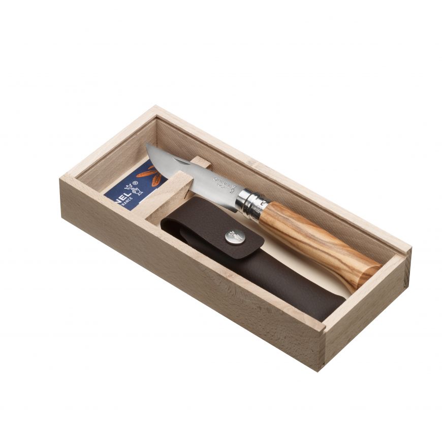 Opinel - No.8 Olive Classic Original Knife & Pouch Gift Set