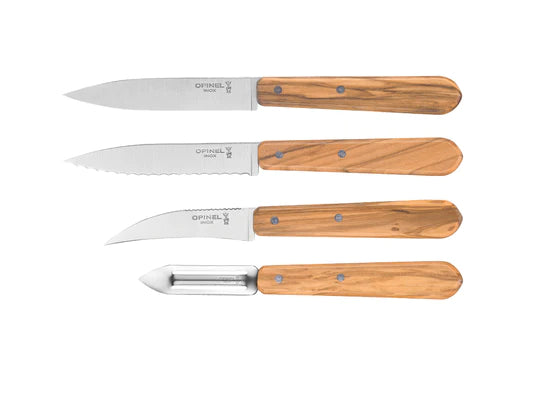 Opinel Olive Wood 4pc Kitchen Knife Set