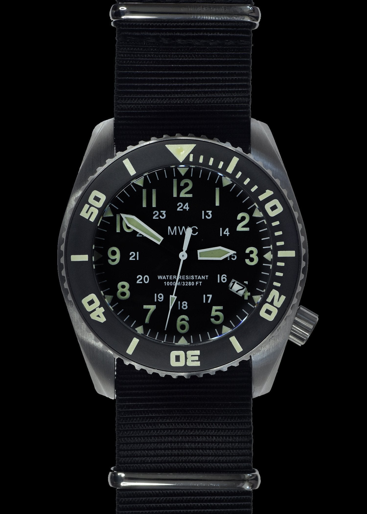 MWC Divers Watch - Depthmaster, 12/24, 100atm/3,280ft/1000m Water Resistant, Stainless Steel Case, Helium Valve (Quartz)