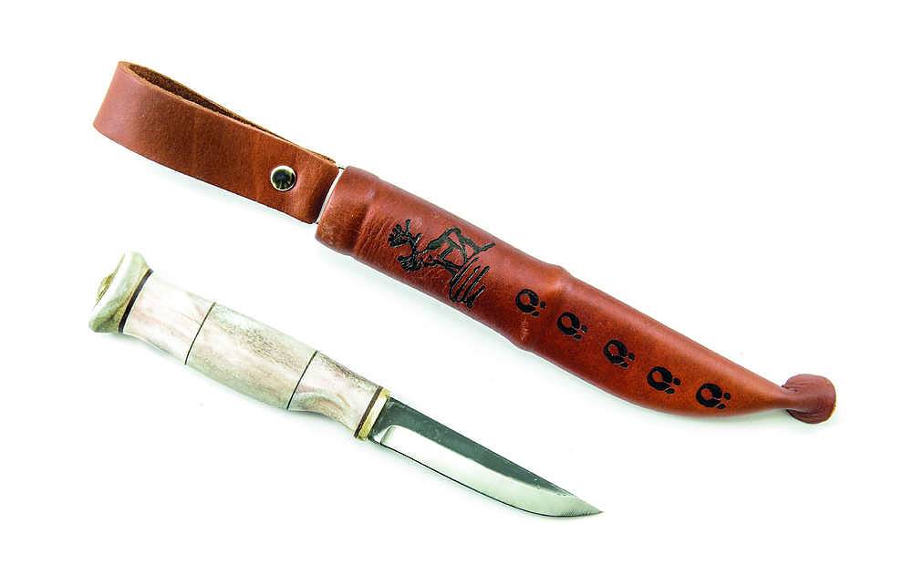 Wood Jewel - Wilderness Antler handle knife, 8,5cm blade (23LUU)