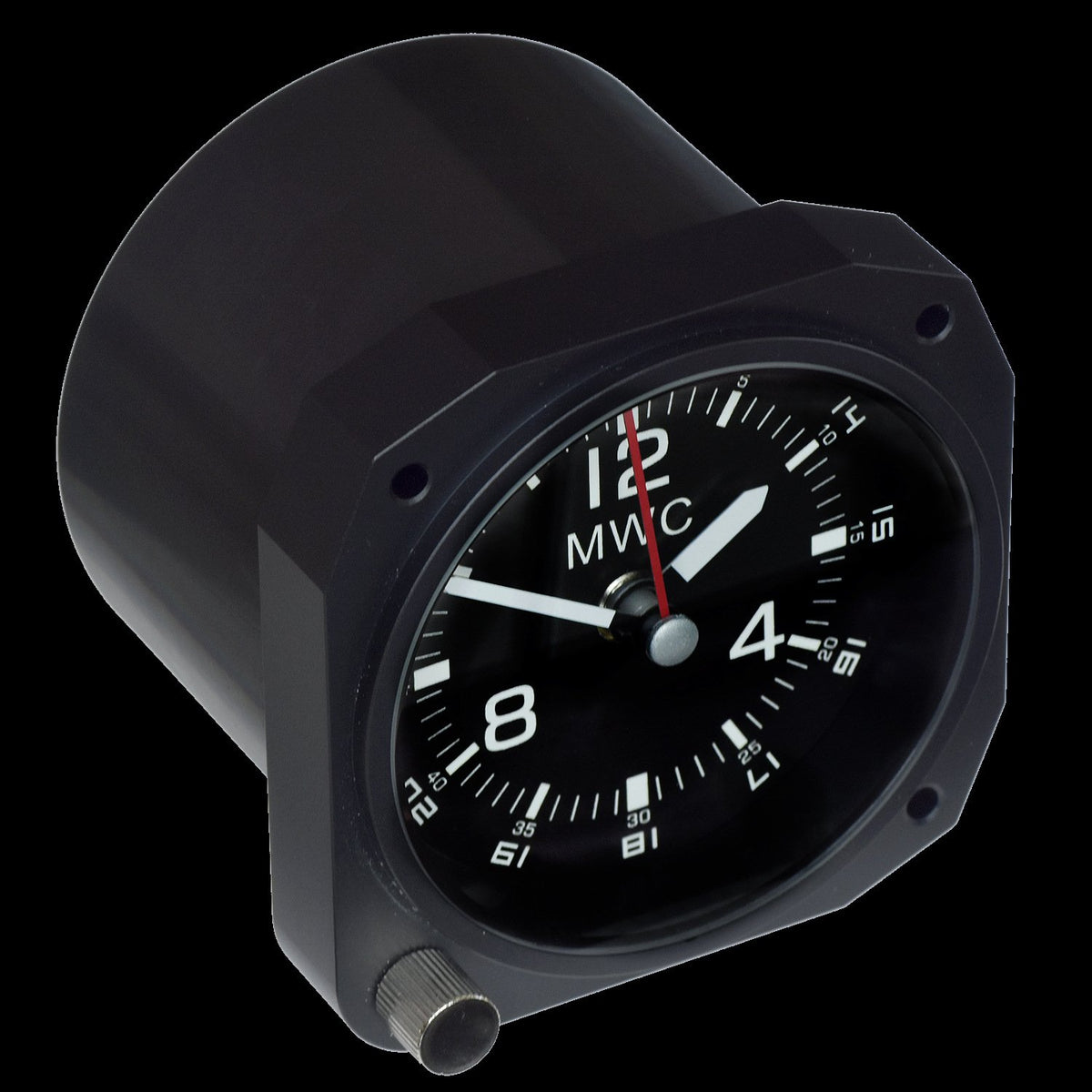MWC Clock - Limited Edition - Replica Cockpit, 12/24hr Dial, Matt Black Finish - Desk Clock