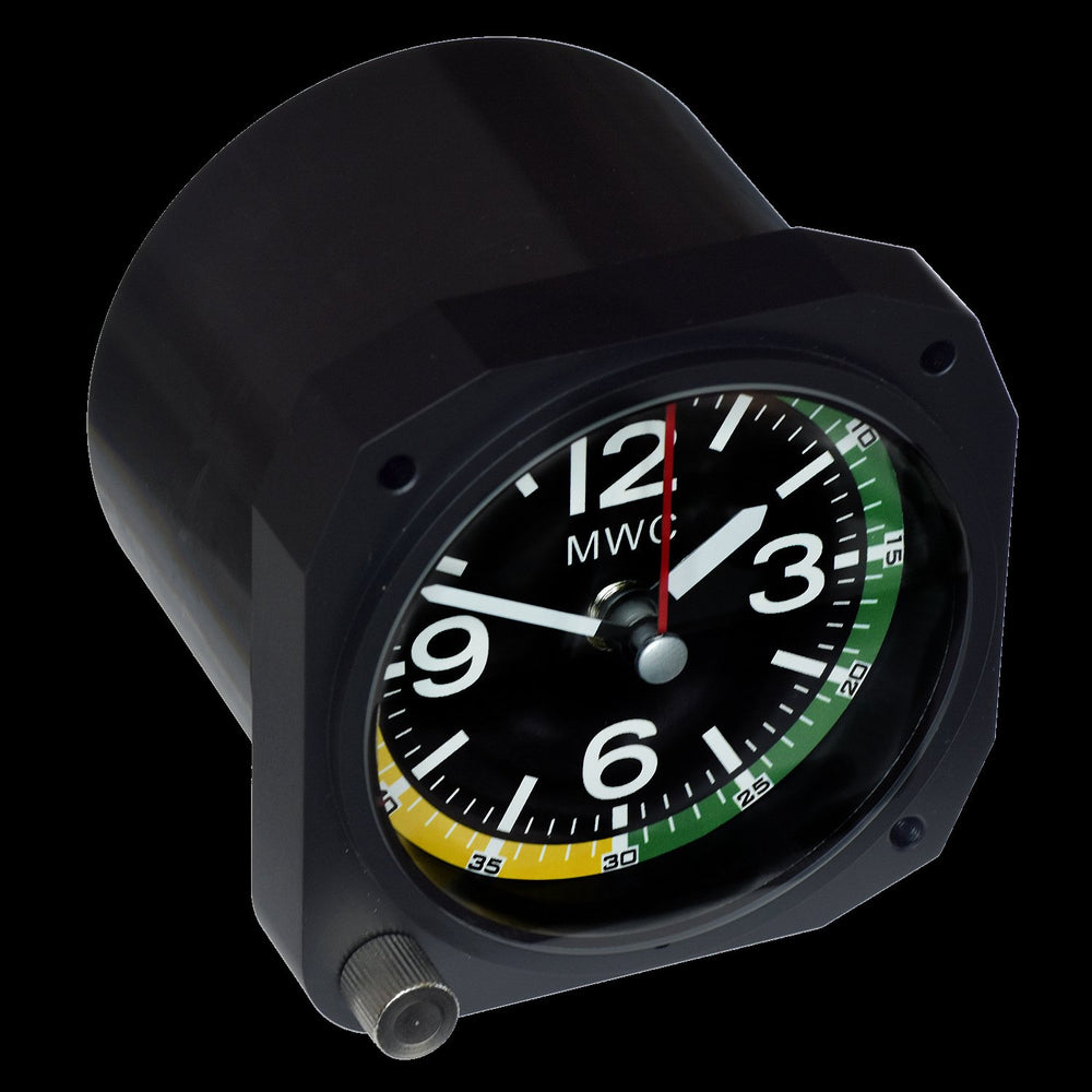MWC Clock - Limited Edition - Replica Airspeed Indicator, Matt Black Finish - Cockpit Desk Clock