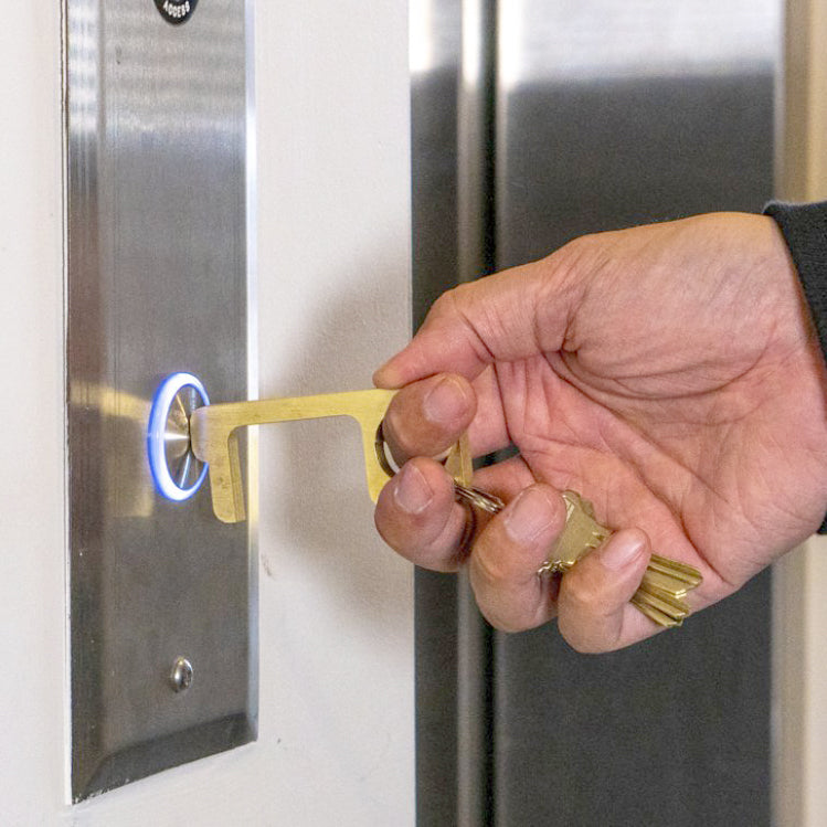 Hygiene Hand Tool - Antimicrobial Brass - For Everyday Tasks, Helps Reduce Exposure to Germs