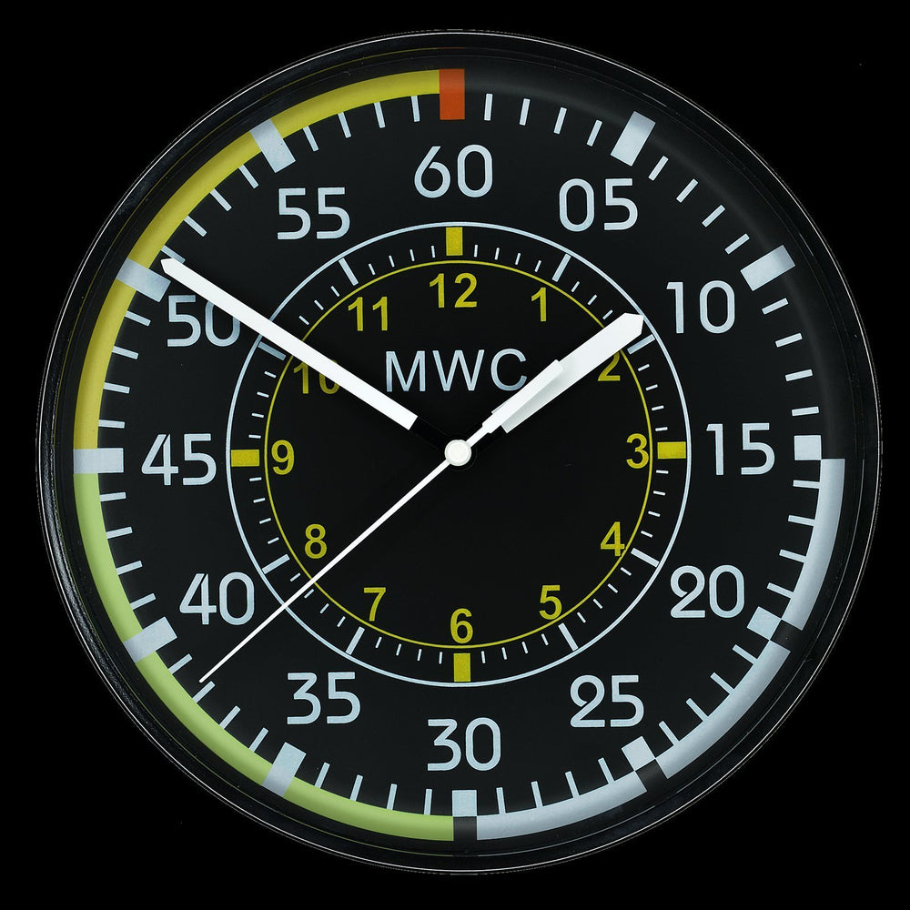 MWC Clock - Aircraft Instrument Airspeed Indicator, Silent Sweep Movement, 22.5cm - Wall Clock