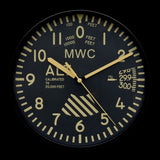 MWC Clock - Limited Edition Altimeter with Retro Subdued Dial, Silent Sweep Movement, 22.5cm - Wall Clock