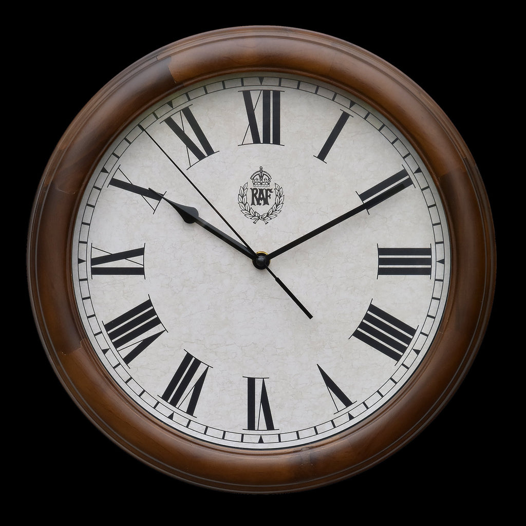MWC Clock - RAF 1940 Battle of Britain Replica, Wooden Case, Silent Sweep Movement, 35.6cm - Wall Clock