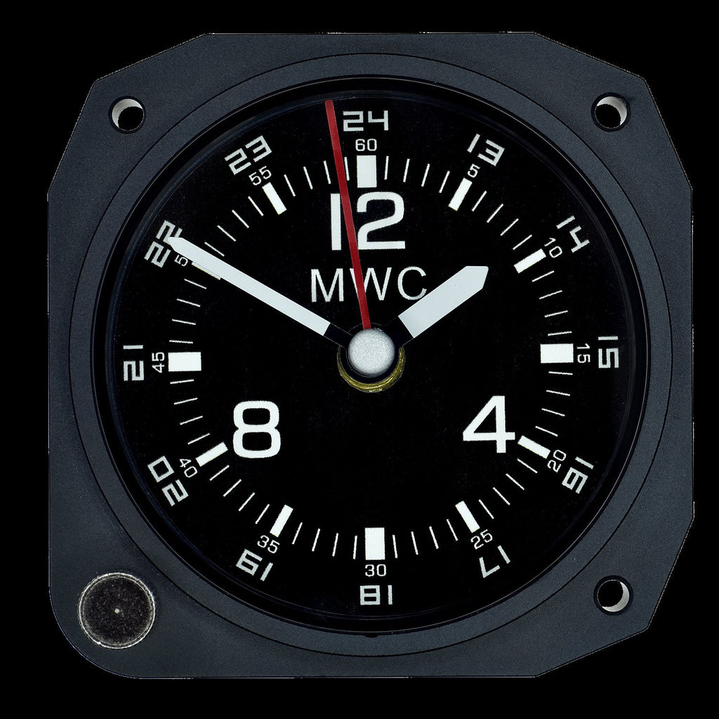 MWC Clock - Limited Edition - Replica Cockpit, 12/24hr Dial, Matt Black Finish - Desk Clock