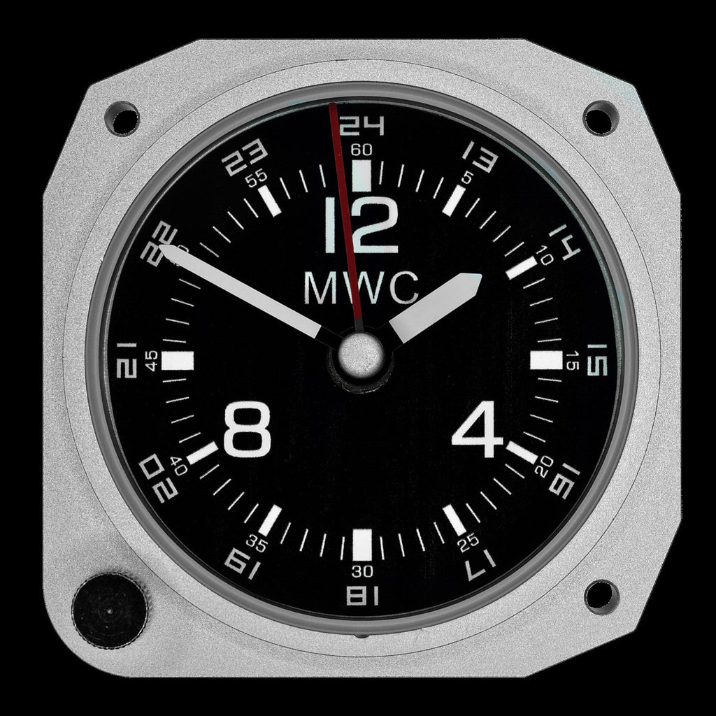 MWC Clock - Limited Edition - Replica Cockpit, Aluminium Finish - Desk Clock