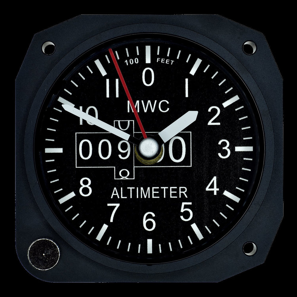 MWC Clock - Limited Edition - Replica Altimeter Instrument, Black Matt Finish - Cockpit Desk Clock