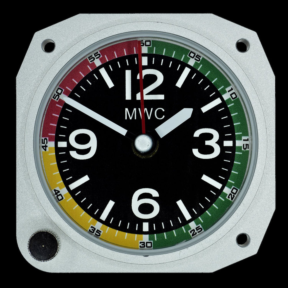 MWC Clock - Limited Edition - Replica Airspeed Indicator, Aluminium Finish - Cockpit Desk Clock