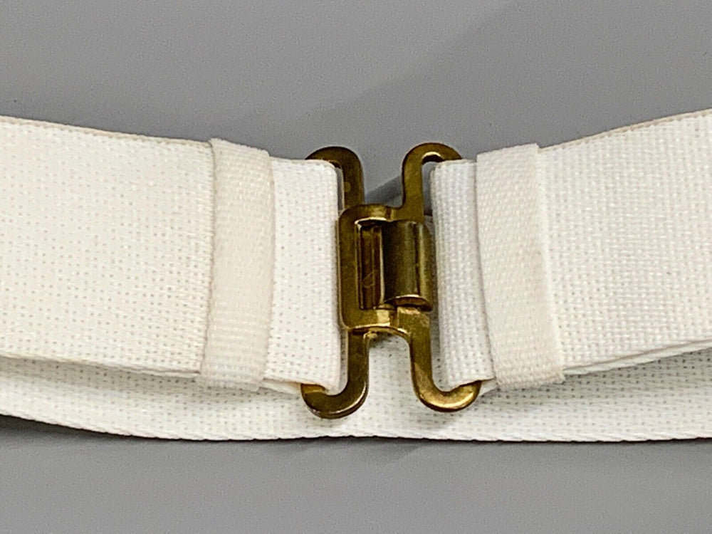 Genuine British Army Issue White Courlene Parade Belt With Brass Buckles