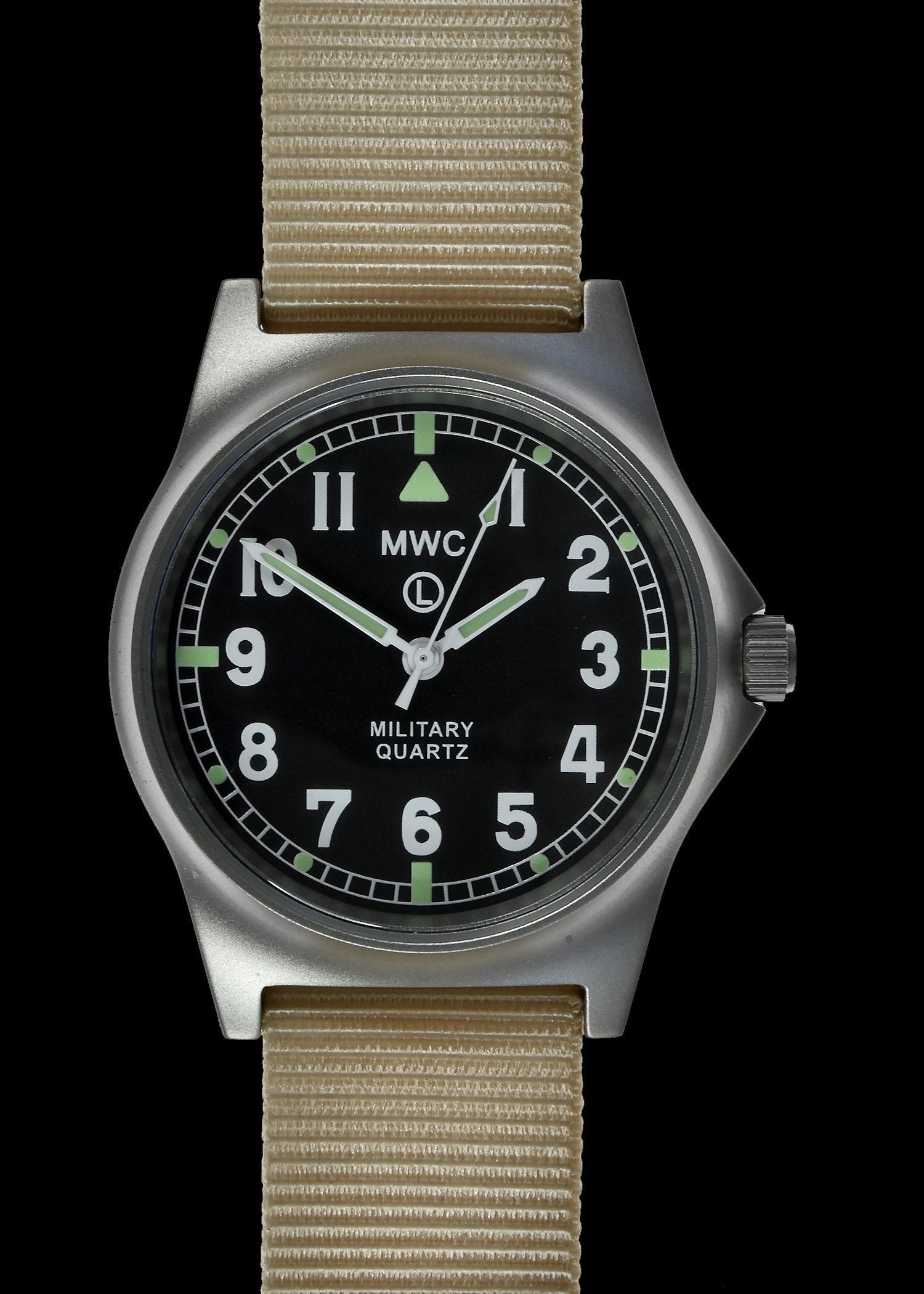 MWC Infantry Watch - G10 LM Non Date Stainless Steel Military Watch (Desert Strap)