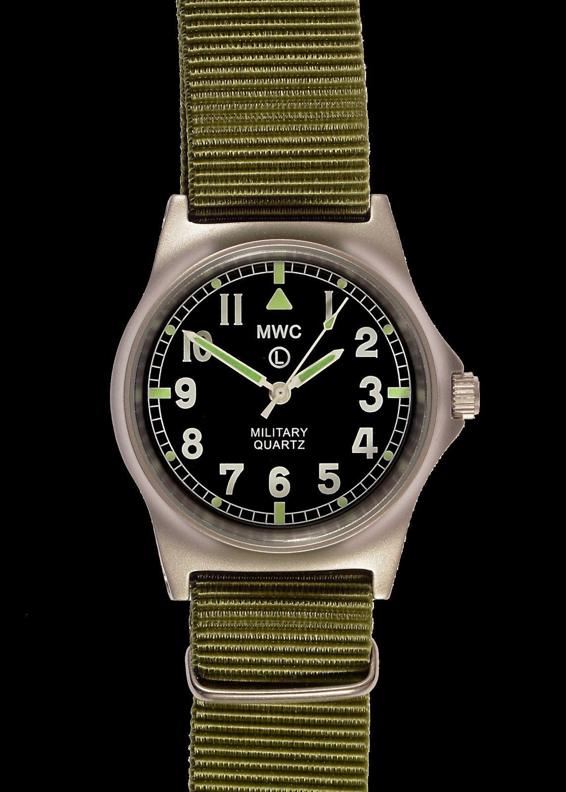 MWC Infantry Watch - G10 LM Stainless Steel Non Date Military Watch (Olive Green Strap)