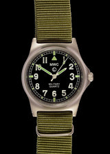 MWC Infantry Watch - G10 LM Stainless Steel Non Date Military Watch (Olive Green Strap)
