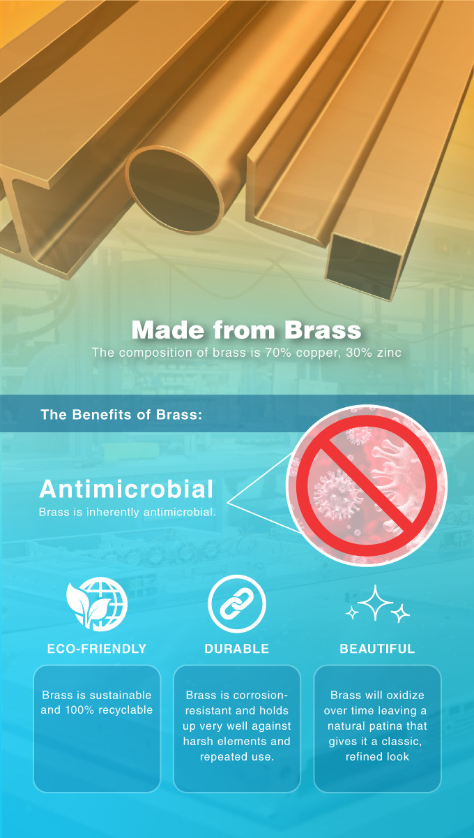 Hygiene Hand Tool - Antimicrobial Brass - For Everyday Tasks, Helps Reduce Exposure to Germs