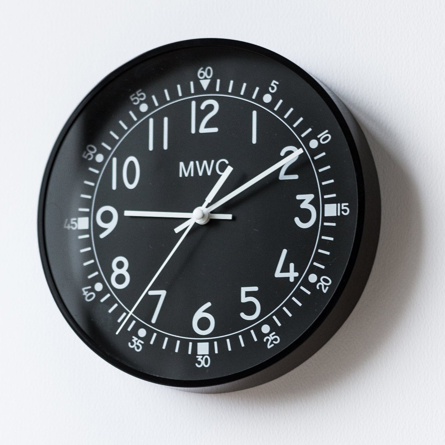MWC Clock - Retro 1940s/50s Pattern Military, Silent Sweep Movement, 22.5cm - Wall Clock