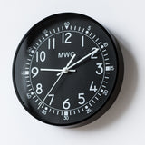 MWC Clock - Retro 1940s/50s Pattern Military, Silent Sweep Movement, 22.5cm - Wall Clock