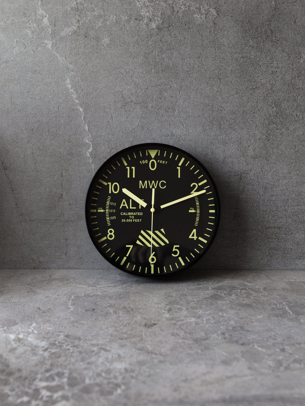 MWC Clock - Limited Edition Altimeter with High Visibility Dial, Silent Sweep Movement, 22.5cm - Wall Clock