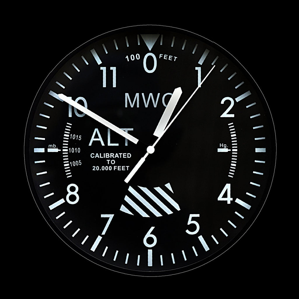 MWC Clock - Altimeter, Silent Sweep Movement, 22.5cm - Wall Clock