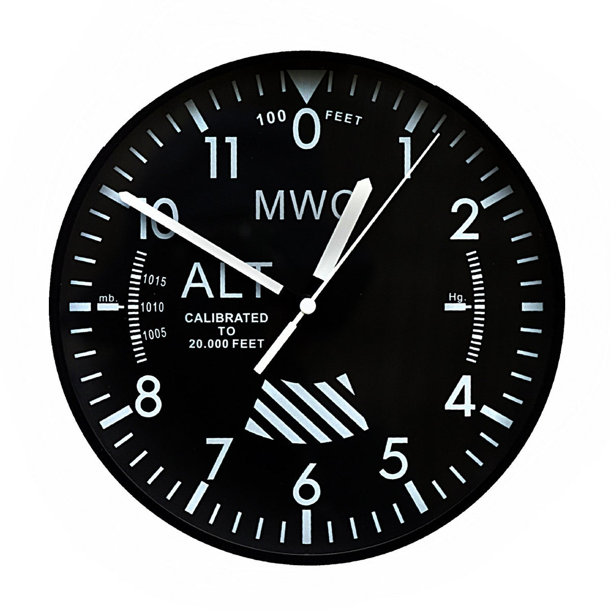MWC Clock - Altimeter, Silent Sweep Movement, 22.5cm - Wall Clock