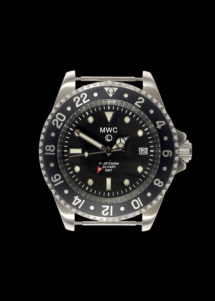 MWC Classic Watch - GMT Dual Timezone Stainless Steel Military Watch on Matching Bracelet