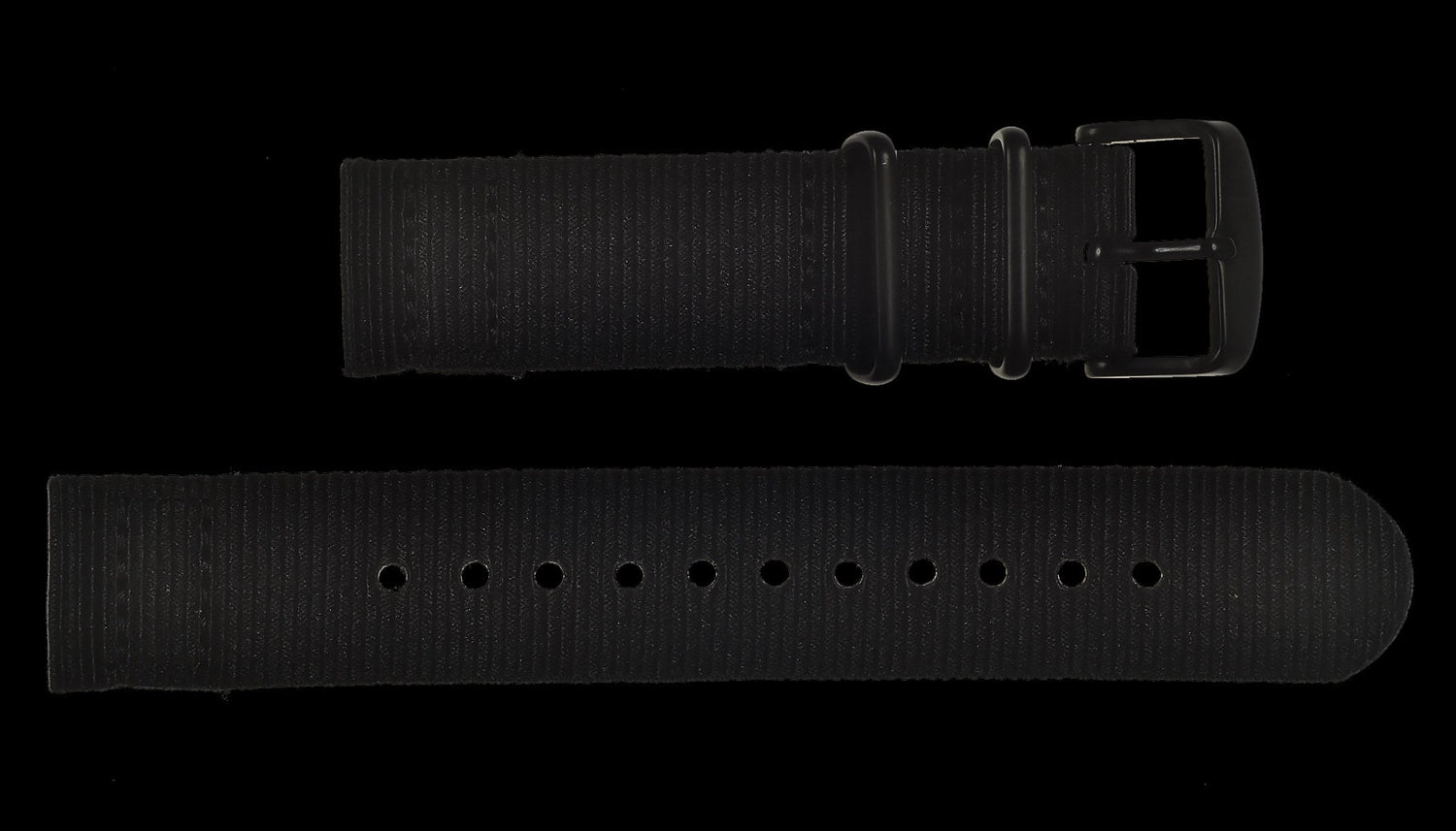MWC Watch Strap - 18mm - NATO Military Ballistic Nylon with Black PVD Fasteners - 2 Piece
