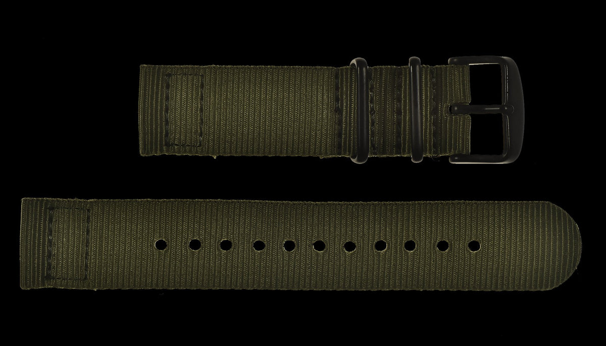 MWC Watch Strap - 20mm - NATO Military Ballistic Nylon with Black PVD Fasteners - 2 Piece